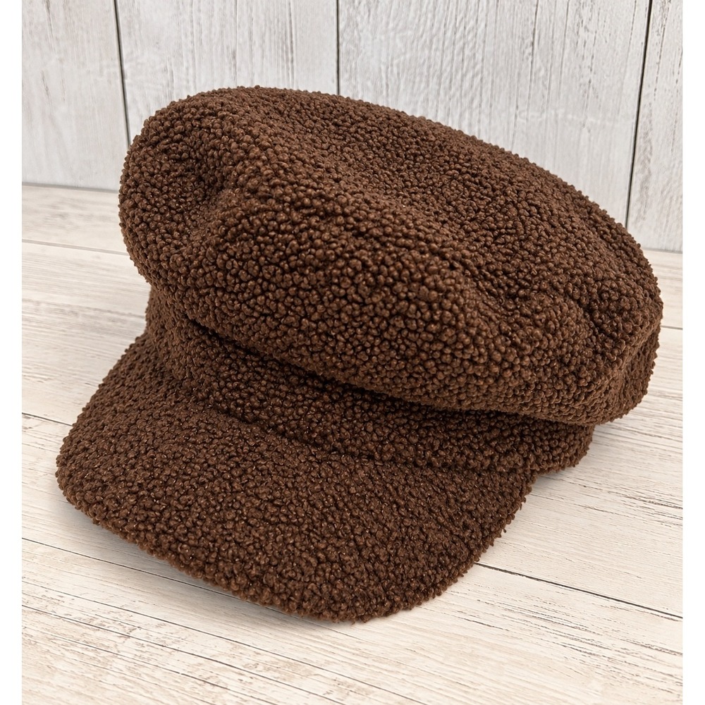 Sonoma Goods For Life Brown Sherpa Newsboy Cap Faux Fur Baker Boy Hat One Size